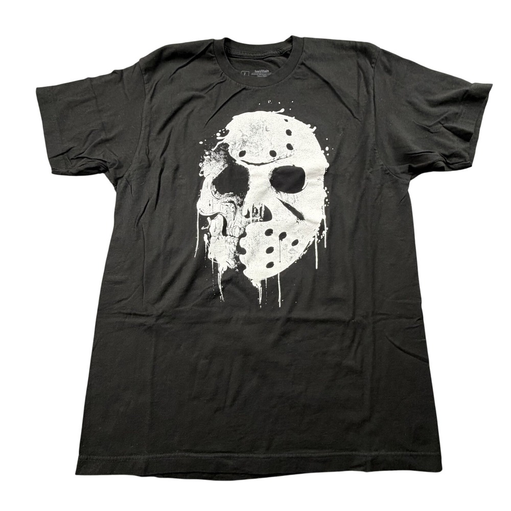 Friday the 13th Jason‎ Mask Skull Graphic Tee Black Horror Shirt